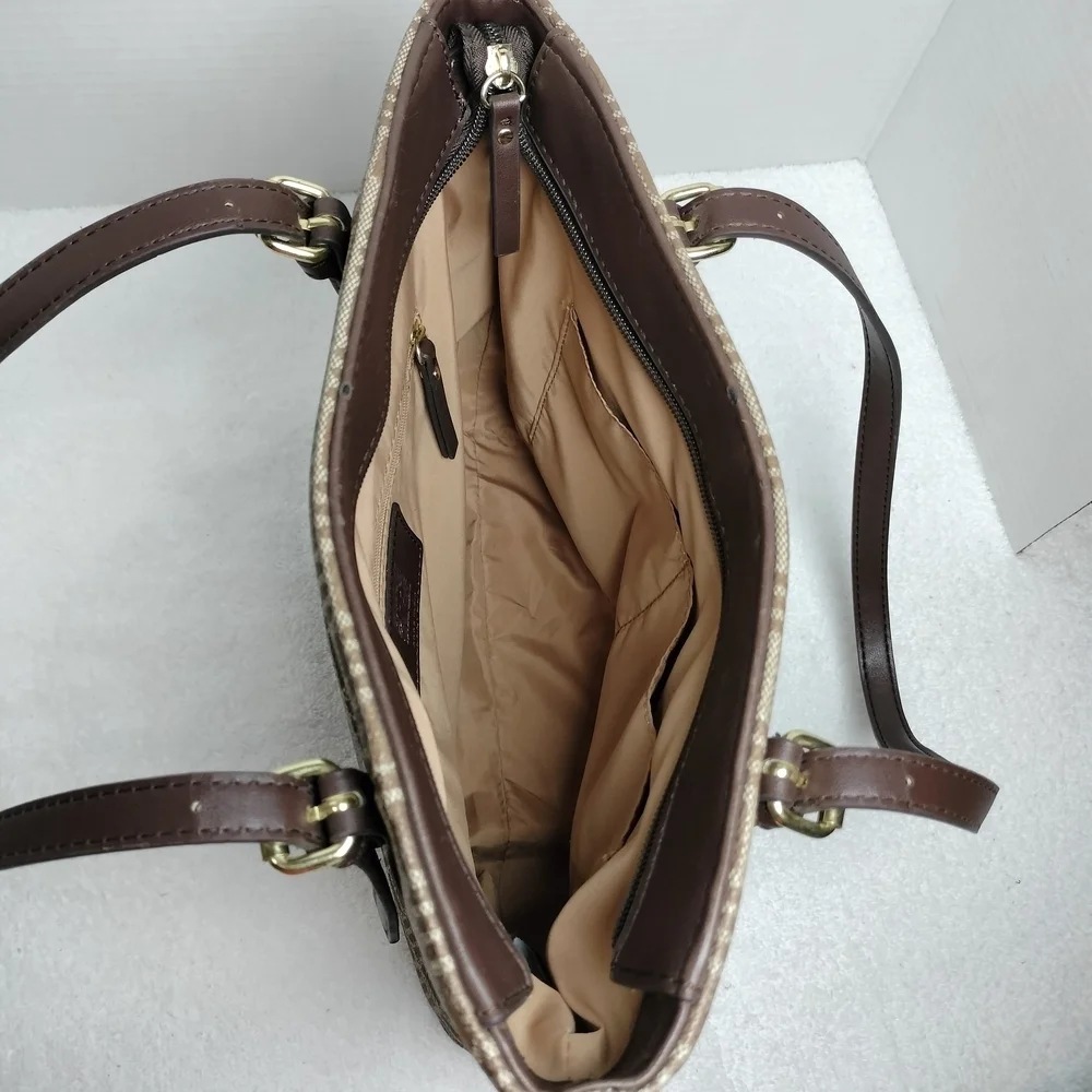 Anne Klein Geometric Tan and Brown Tote